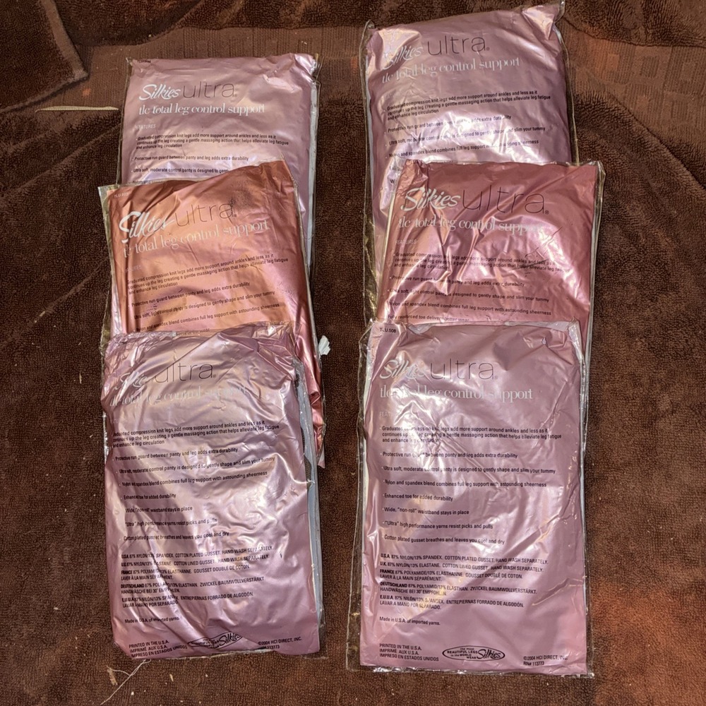 6 PAIR SILKIES ULTRA TOTAL LEG CONTROL VINTAGE PANTYHOSE 100503 QUEEN MOCHA XL - Picture 3 of 3